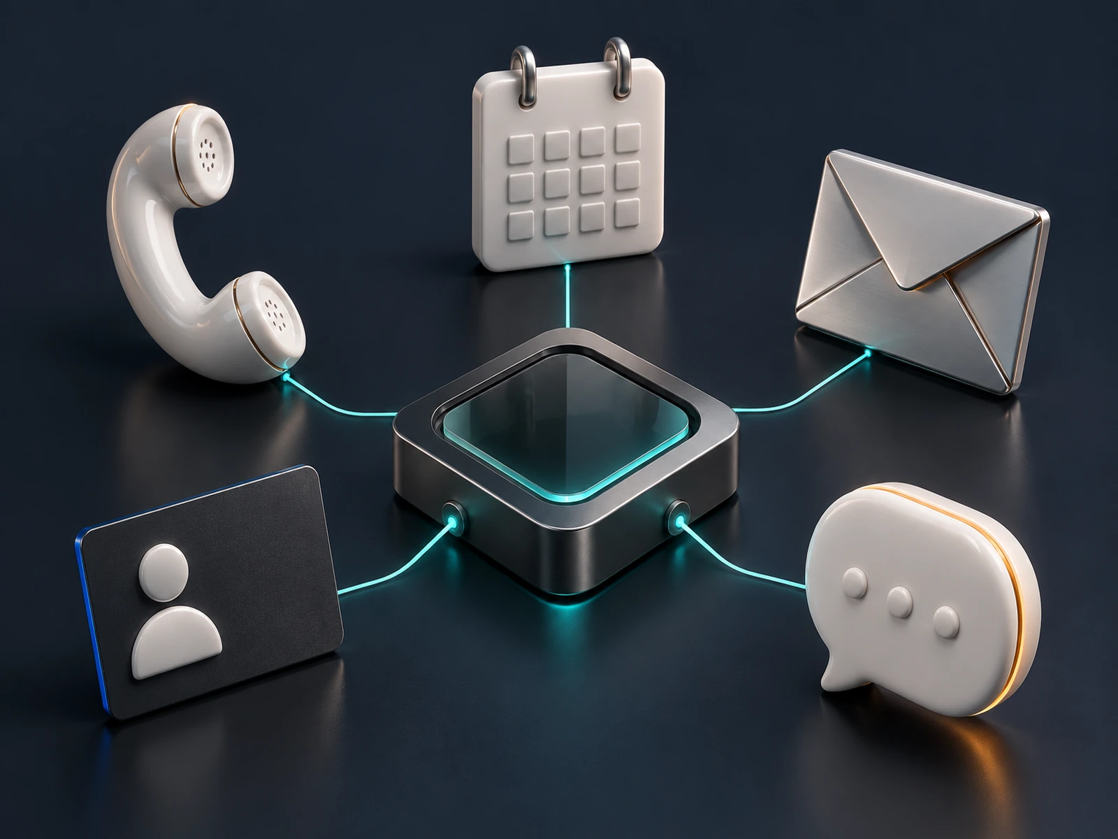 Connected phone, email, calendar, and customer records